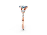 Rose gold Fancy Blue Pear Cut Diamond Solitaire Ring with Side Stones and Four-Prong Setting_53