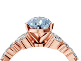 Rose gold Fancy Blue Pear Cut Diamond Solitaire Ring with Side Stones and Four-Prong Setting_55