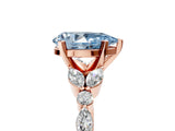 Rose gold Fancy Blue Pear Cut Diamond Solitaire Ring with Side Stones and Four-Prong Setting_56