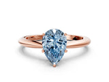 Rose gold Fancy Blue Pear Cut Diamond Solitaire Ring with Six-Prong Setting and Classic Band_285