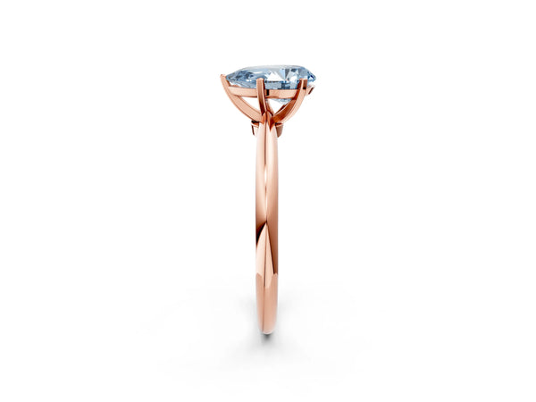 Rose gold Fancy Blue Pear Cut Diamond Solitaire Ring with Six-Prong Setting and Classic Band