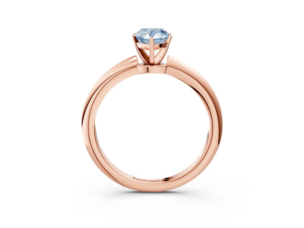 Rose gold Fancy Blue Pear Cut Diamond Solitaire Ring with Six-Prong Setting and Classic Band
