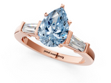 Rose gold Fancy Blue Pear  Cut Diamond Solitaire Ring with Tapered Baguette Accents and Four-Prong Setting_46