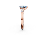 Rose gold Fancy Blue Pear  Cut Diamond Solitaire Ring with Tapered Baguette Accents and Four-Prong Setting_47