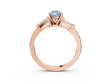 Rose gold Fancy Blue Pear  Cut Diamond Solitaire Ring with Tapered Baguette Accents and Four-Prong Setting_48