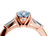 Rose gold Fancy Blue Pear  Cut Diamond Solitaire Ring with Tapered Baguette Accents and Four-Prong Setting_49
