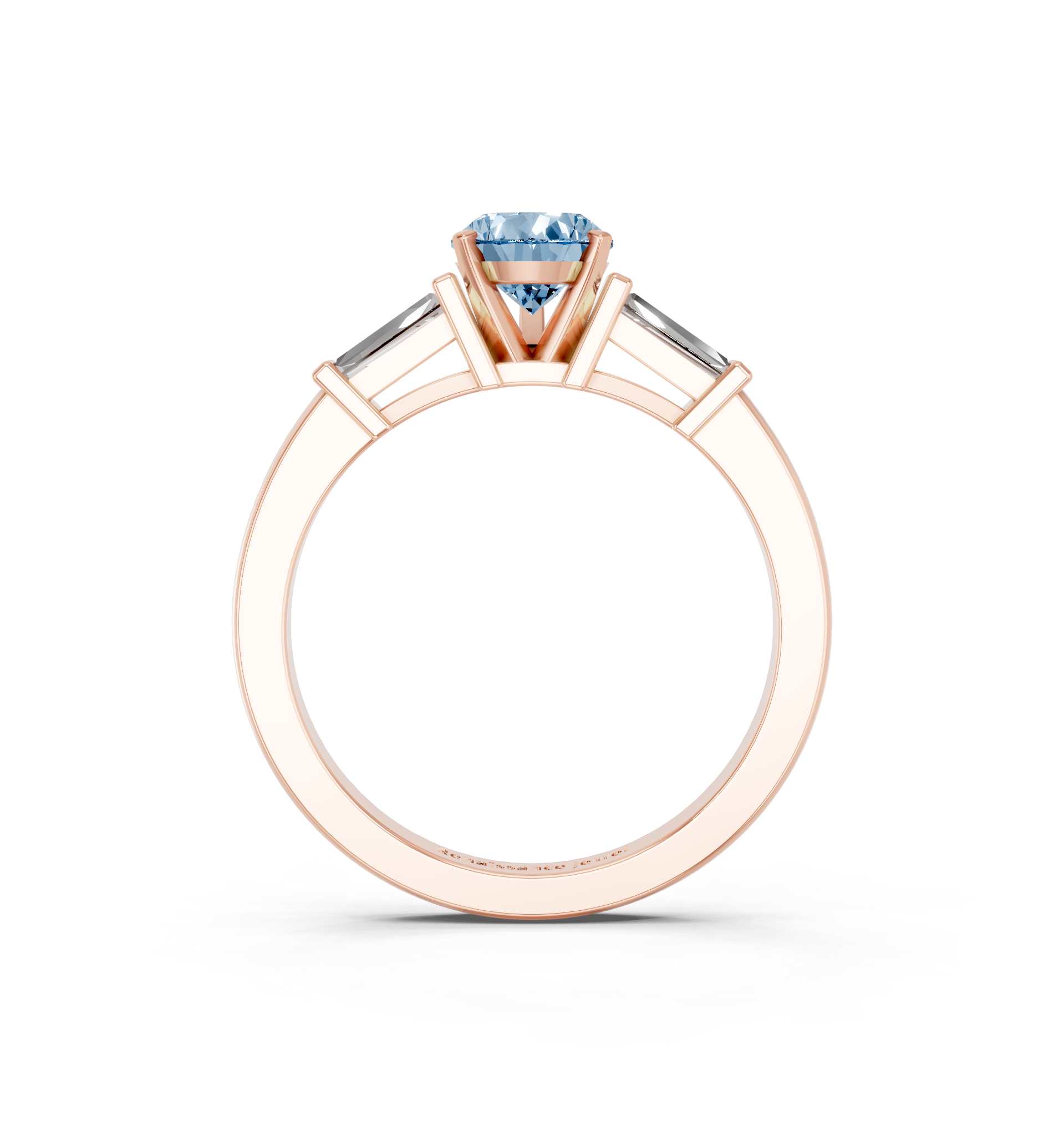 Rose gold Fancy Blue Pear  Cut Diamond Solitaire Ring with Tapered Baguette Accents and Four-Prong Setting_5