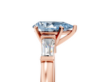 Rose gold Fancy Blue Pear  Cut Diamond Solitaire Ring with Tapered Baguette Accents and Four-Prong Setting_50