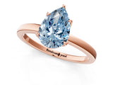 Rose gold Fancy Blue Pear Cut Diamond Solitaire Ring with Thin Band and Prong Setting_13