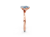 Rose gold Fancy Blue Pear Cut Diamond Solitaire Ring with Thin Band and Prong Setting_14
