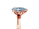 Rose gold Fancy Blue Pear Cut Diamond Solitaire Ring with Thin Band and Prong Setting_17