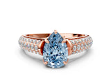 Rose gold Fancy Blue Pear Cut Diamond Solitaire Ring with Three-Row Pavé Band and Four-Prong Setting_37