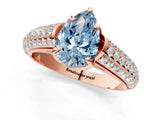 Rose gold Fancy Blue Pear Cut Diamond Solitaire Ring with Three-Row Pavé Band and Four-Prong Setting_38