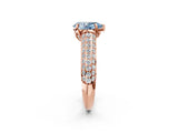 Rose gold Fancy Blue Pear Cut Diamond Solitaire Ring with Three-Row Pavé Band and Four-Prong Setting_39