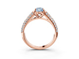 Rose gold Fancy Blue Pear Cut Diamond Solitaire Ring with Three-Row Pavé Band and Four-Prong Setting_40