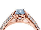 Rose gold Fancy Blue Pear Cut Diamond Solitaire Ring with Three-Row Pavé Band and Four-Prong Setting_41