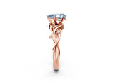 Rose gold Fancy Blue Pear Cut Diamond Solitaire Ring with Twisted Band and Prong Setting_202