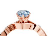 Rose gold Fancy Blue Pear Cut Diamond Solitaire Ring with Twisted Band and Prong Setting_204