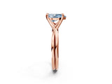 Rose gold Fancy Blue Pear Cut Diamond Solitaire Twist Band Prong Setting Ring_57