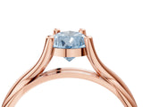 Rose gold Fancy Blue Pear Cut Diamond Solitaire Twist Band Prong Setting Ring_59