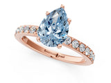 Rose gold Fancy Blue Pear  Cut Diamond Solitaire with Pave Band and Four-Prong Setting 1