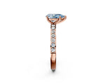 Rose gold Fancy Blue Pear  Cut Diamond Solitaire with Pave Band and Four-Prong Setting 2