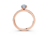 Rose gold Fancy Blue Pear  Cut Diamond Solitaire with Pave Band and Four-Prong Setting 3