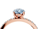 Rose gold Fancy Blue Pear  Cut Diamond Solitaire with Pave Band and Four-Prong Setting 4