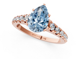 Rose gold Fancy Blue Pear  Cut Diamond Solitaire with Pave Band and Four-Prong Setting_132