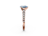 Rose gold Fancy Blue Pear  Cut Diamond Solitaire with Pave Band and Four-Prong Setting_133