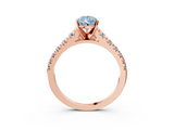 Rose gold Fancy Blue Pear  Cut Diamond Solitaire with Pave Band and Four-Prong Setting_134
