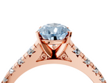 Rose gold Fancy Blue Pear  Cut Diamond Solitaire with Pave Band and Four-Prong Setting_135
