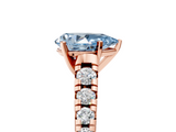 Rose gold Fancy Blue Pear  Cut Diamond Solitaire with Pave Band and Four-Prong Setting_136