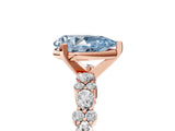 Rose gold Fancy Blue Pear Cut Diamond Solitaire with Side Stones, Pave Band, Four-Prong Setting_109