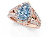 Rose gold Fancy Blue Pear Cut Diamond Split Shank Halo Ring with Four-Prong Setting_67