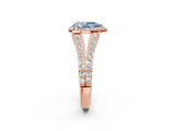 Rose gold Fancy Blue Pear Cut Diamond Split Shank Halo Ring with Four-Prong Setting_68