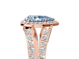 Rose gold Fancy Blue Pear Cut Diamond Split Shank Halo Ring with Four-Prong Setting_71
