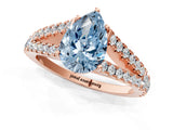 Rose gold Fancy Blue Pear Cut Diamond Split Shank Pavé Engagement Ring with Four-Prong Setting_76