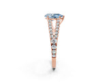 Rose gold Fancy Blue Pear Cut Diamond Split Shank Pavé Engagement Ring with Four-Prong Setting_85