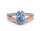 Rose gold Fancy Blue Pear Cut Diamond Split Shank Pavé Engagement Ring with Four-Prong Setting_95