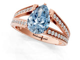 Rose gold Fancy Blue Pear Cut Diamond Split Shank Ring with Pavé Band and Four-Prong Setting_64