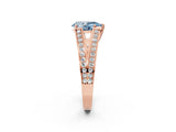 Rose gold Fancy Blue Pear Cut Diamond Split Shank Ring with Pavé Band and Four-Prong Setting_65