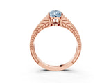 Rose gold Fancy Blue Pear Cut Diamond Split Shank Ring with Pavé Band and Four-Prong Setting_66