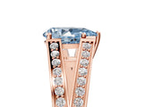 Rose gold Fancy Blue Pear Cut Diamond Split Shank Ring with Pavé Band and Four-Prong Setting_68