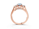 Rose gold Fancy Blue Pear Cut Diamond Three-Stone Engagement Ring with Prong Setting and Pavé Band_3