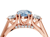 Rose gold Fancy Blue Pear Cut Diamond Three-Stone Engagement Ring with Prong Setting and Pavé Band_4