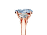 Rose gold Fancy Blue Pear Cut Diamond Three-Stone Engagement Ring with Prong Setting and Pavé Band_5
