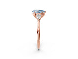 Rose gold Fancy Blue Pear Cut Diamond Three-Stone Ring with Pear Side Stones and Four-Prong Setting_95