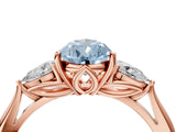 Rose gold Fancy Blue Pear Cut Diamond Three-Stone Ring with Pear Side Stones and Four-Prong Setting_97