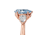 Rose gold Fancy Blue Pear Cut Diamond Three-Stone Ring with Pear Side Stones and Four-Prong Setting_98